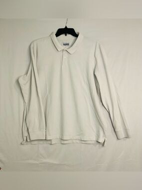 Basic Edition for Men Plain White Long-Sleeve Polo Shirt Sz 2XL